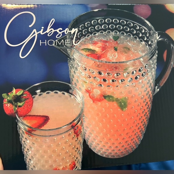 GIBSON HOME • Plastic 5 Piece Pitcher Set • Clear • - Picture 1 of 5